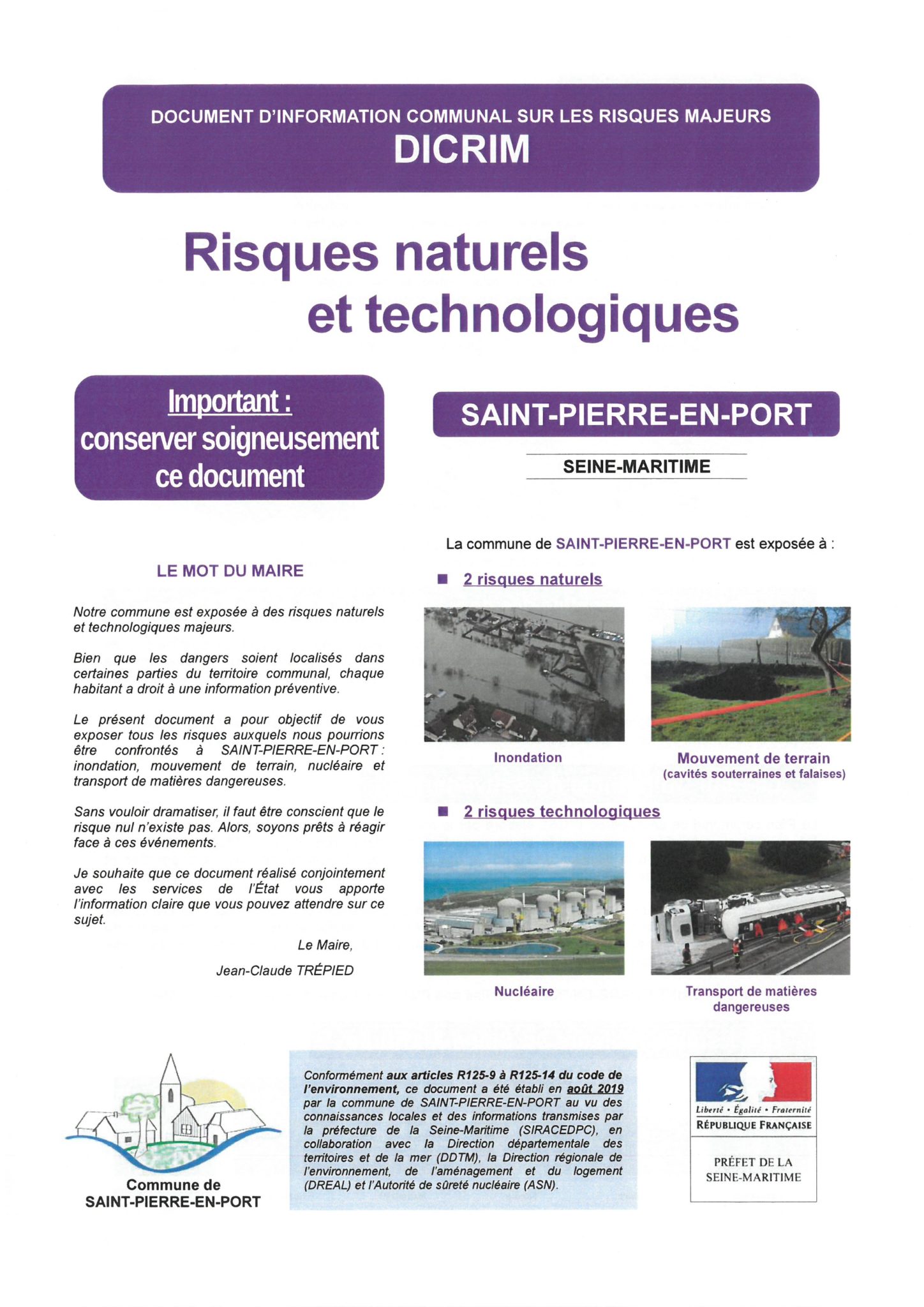 RISQUES NATURELS ET TECHNOLOGIQUES Saint Pierre En Port